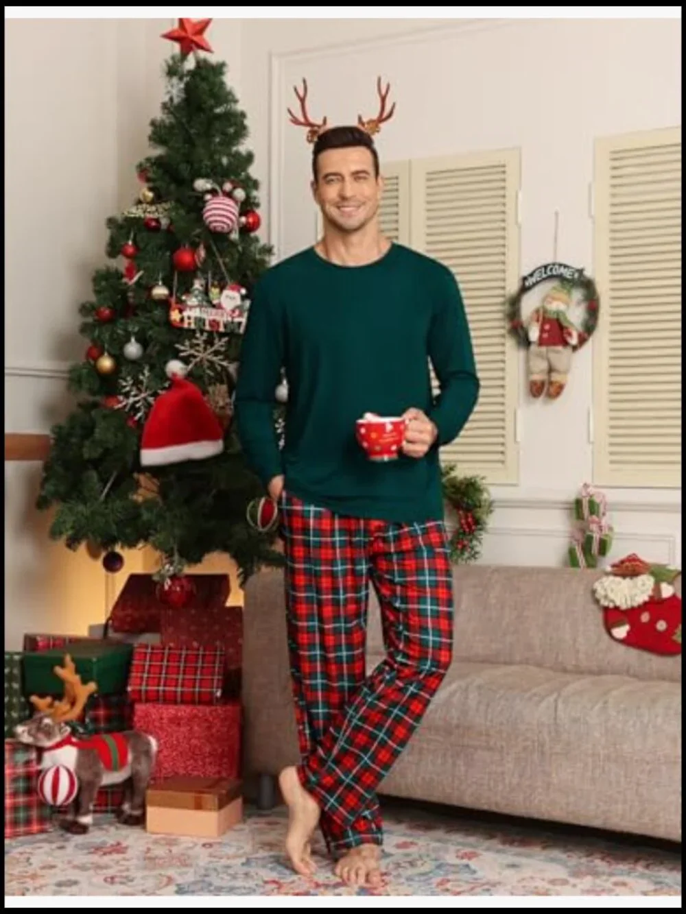 Men's Pajama Set with Pockets, Long Sleeve, Modal Fabric